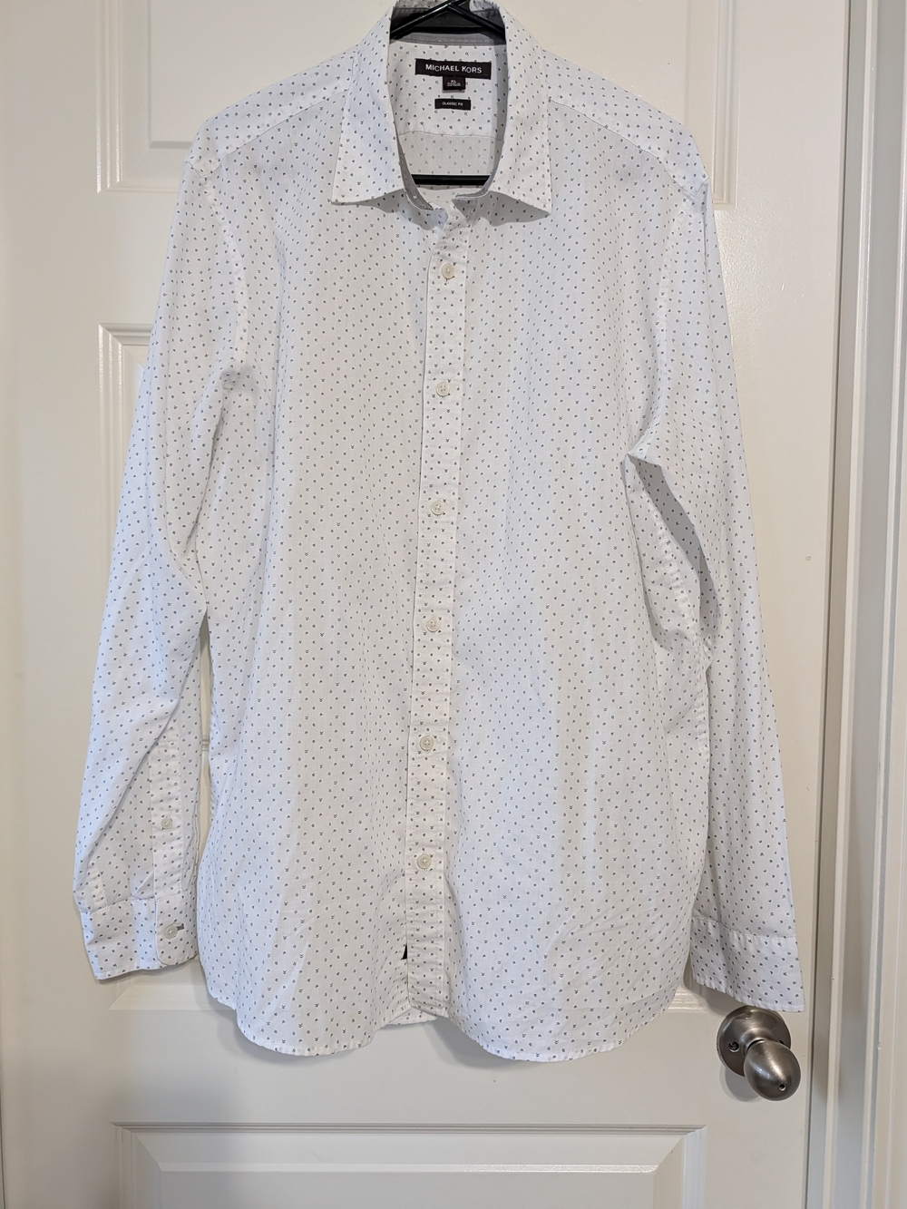 Michael Kors Men's White Dotted Dress Shirt